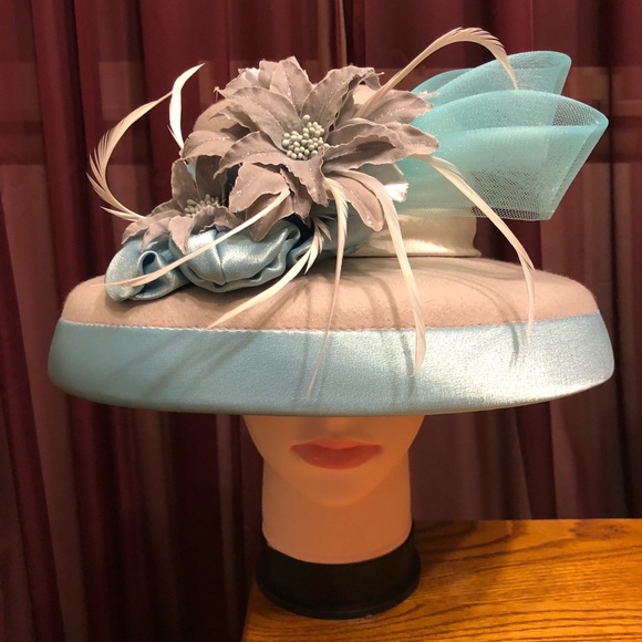 Baby Blue/ Grey church hat